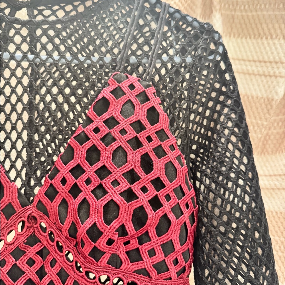 Self-portrait Black and Red Lace Dress - Picture 2 of 8